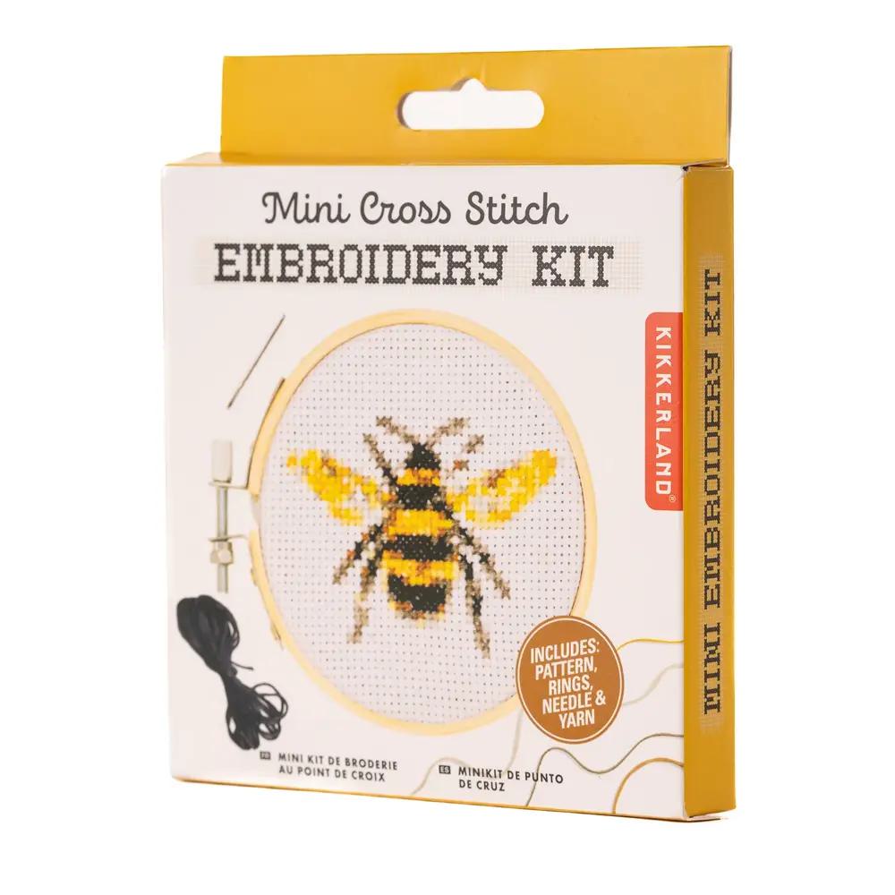 Kikkerland, Craft Supplies, Art & School, Mini, Cross Stitch, Embroidery Kit, Bee, 874292